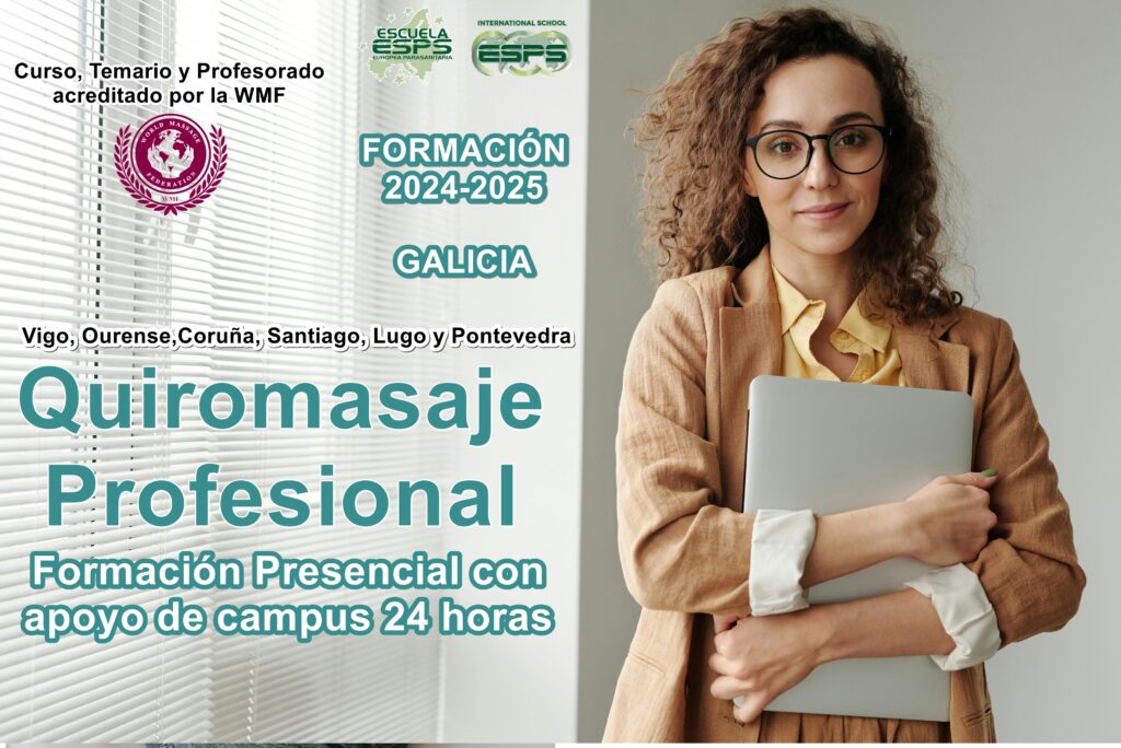 Curso de quiromasaje profesional con practicas en toda Galicia y opción de cursos intensivos de quiromasaje, escuela de quiromasaje gallega