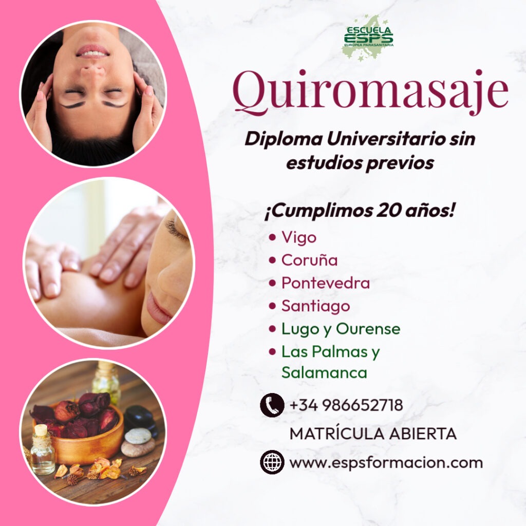 Curso de quiromasaje universitario con diploma de hasta 3 universidades. Diploma Universitario de EE.UU para quiromasajistas